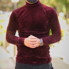 Men's Plain Warm Velvet Slim Fit Simple Long-sleeved T-shirt