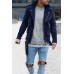 Street Fashion Men's Jacket Solid Color Lapel Zip Jacket