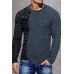 Men's Trend Color Matching Pullover Round Neckweed Sweater Slim Splicing Sweater